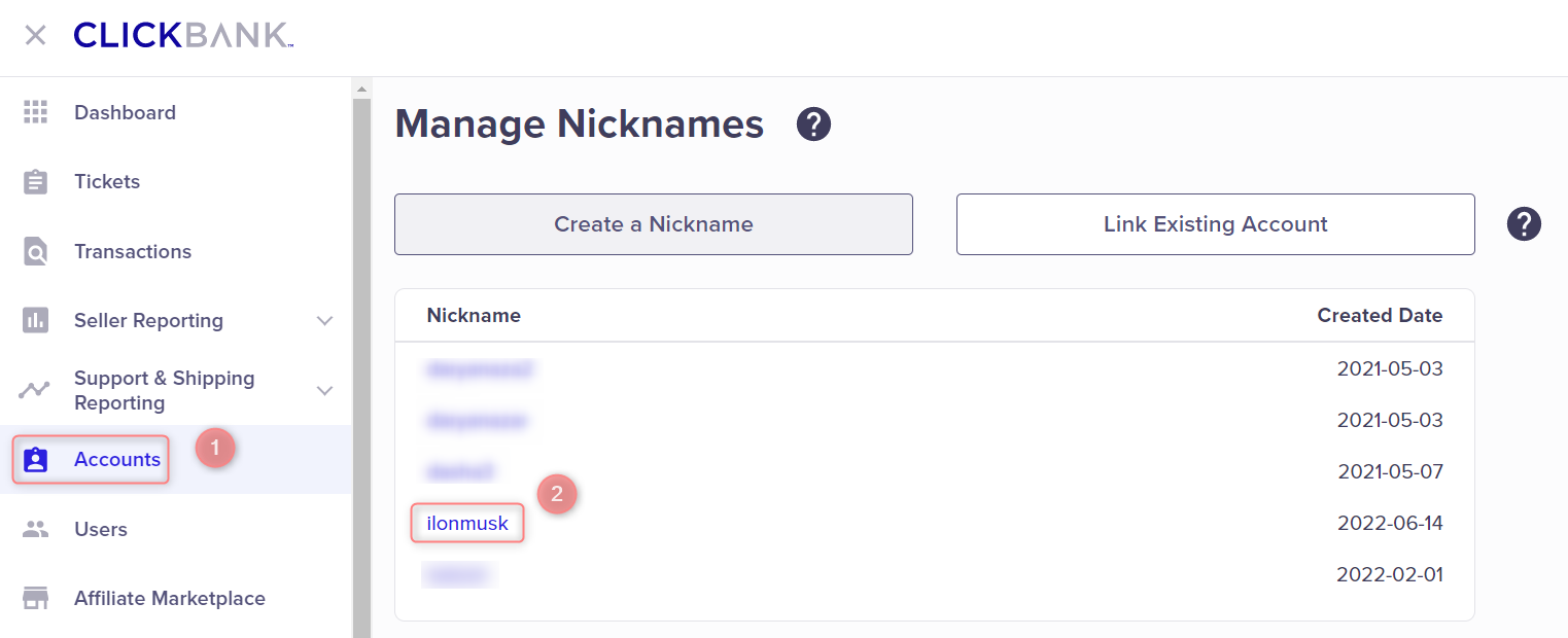 ClickBank — Vendor Settings → My Site.