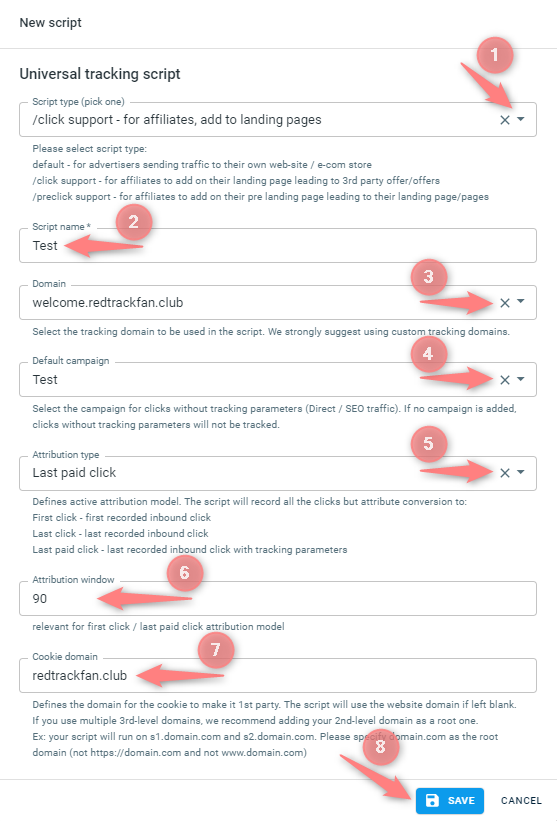 Criação do Universal Script em Tools → Scripts → New.