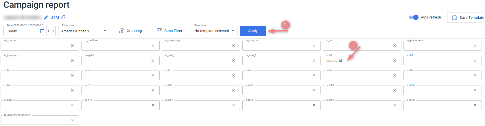 Subs filter — o caminho para o relatório por site/widget/criativo.