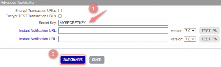 Secret Key no painel do ClickBank.