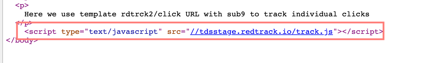 Exemplo do LP views tracking script na doc.