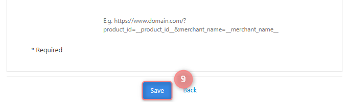 Formulário do tracking pixel de Order form com a Pixel URL.