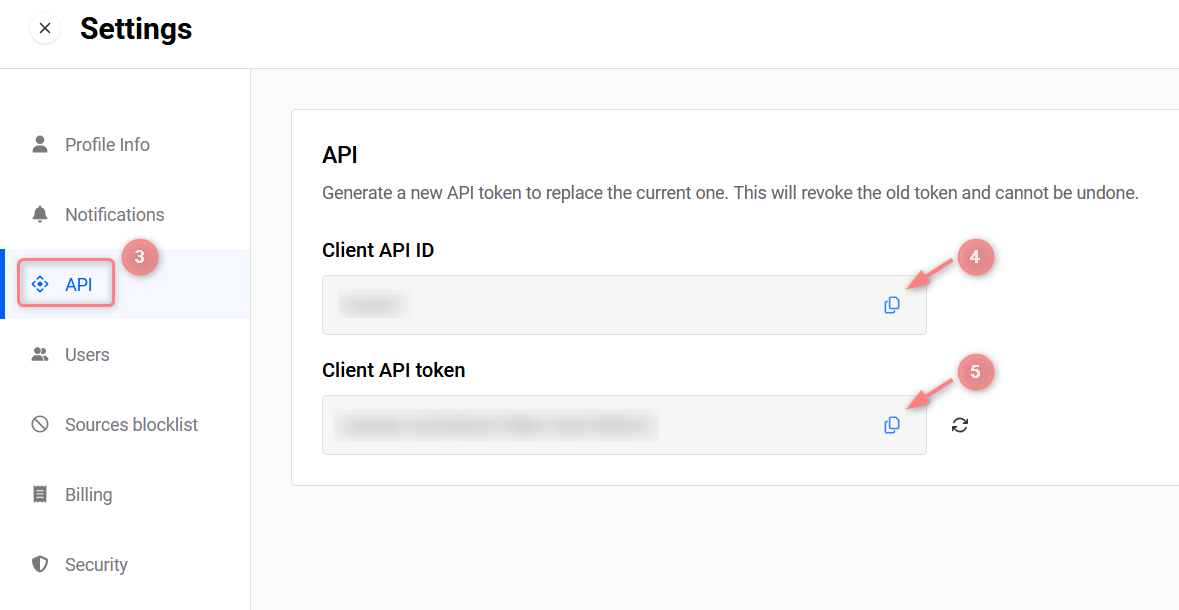 MGID — aba API com o Client API ID e o Client API Token.